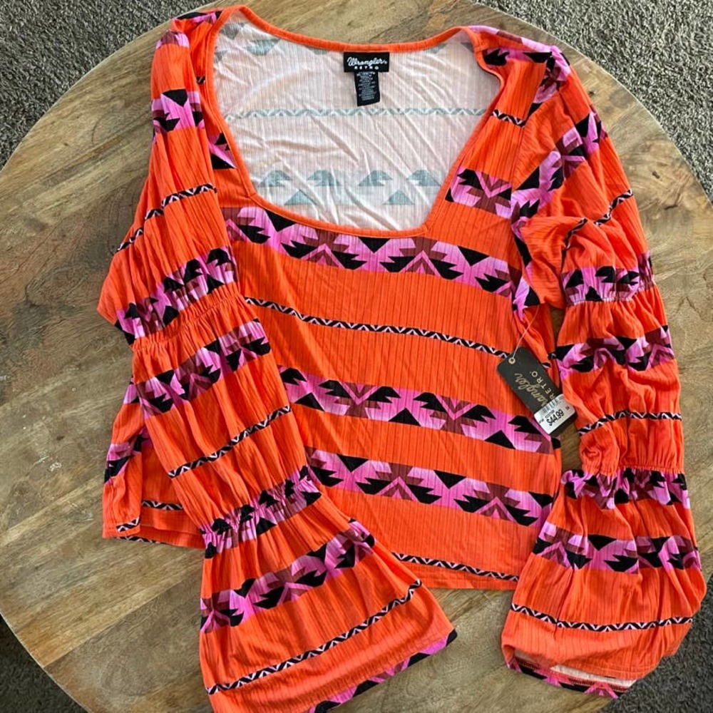 Wrangler Retro aztec long sleeve blouse size XL NEW bell sleeve